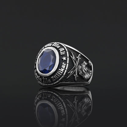 Zulfiqar Sword Ring, Muslim Ring, Dhulfiqar Sword Jewelry, Islamic Zulfiqar Stone With Ring, Hazrat Ali Lion Ring, Hz Ali Face Ring Gift