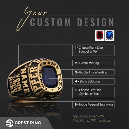 Custom Signet Ring with Stone Personalized Engraved Statement Ring for Men